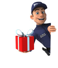 Fun 3D illustration of a cartoon Police Officer