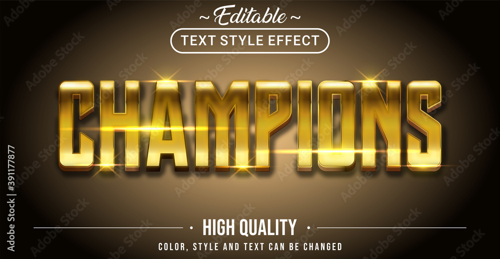 Poster 3D Golden champion text effect - Editable text effect