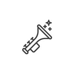 Trumpet toy line icon. linear style sign for mobile concept and web design. Trumpet musical instrument outline vector icon. Symbol, logo illustration. Vector graphics