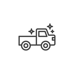 Fototapeta na wymiar Toy truck line icon. linear style sign for mobile concept and web design. Dump truck outline vector icon. Symbol, logo illustration. Vector graphics