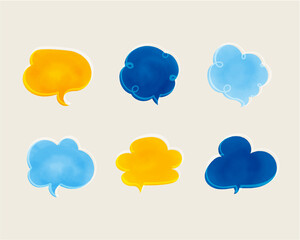 手描きのシンプルな水彩風吹き出し素材のセット