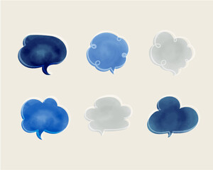 手描きのシンプルな水彩風吹き出し素材のセット