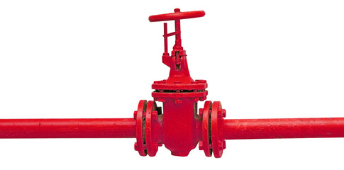 metal pipe with valve on a white