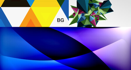 Set of minimal geometric abstract backgrounds. Vector illustrations for covers, banners, flyers and posters and other