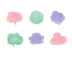 手描きのシンプルな水彩風吹き出し素材のセット