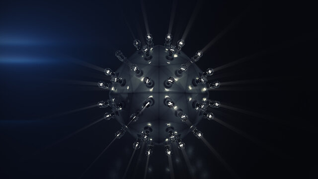 Round thing with light bulbs 3D render illustration