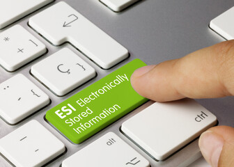 ESI Electronically Stored Information - Inscription on Green Keyboard Key.