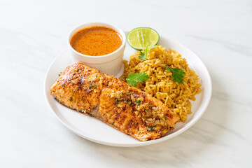 masala rice with salmon tandoori