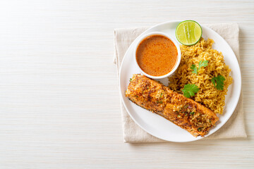 masala rice with salmon tandoori