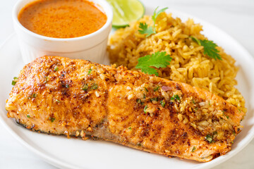 masala rice with salmon tandoori