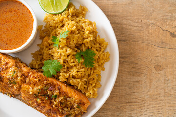 masala rice with salmon tandoori