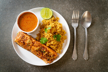 masala rice with salmon tandoori