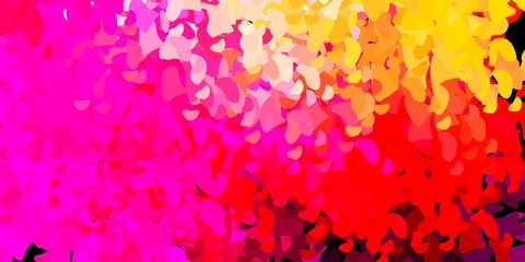 Light pink, yellow vector pattern with abstract shapes.