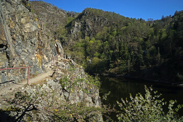 Fototapeta na wymiar Hiking trail above dam (Svatojanske Proudy) Czech Republic