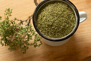 dried thyme on the table