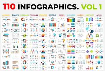 Foto op Plexiglas 110 Vector Infographics vol 1. Presentation templates includes 11 categories from maps, diagrams or banners to timelines, arrows and creative. © theseamuss