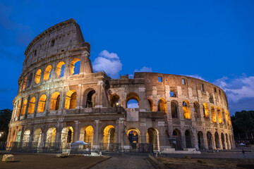 Fototapeta na wymiar Colosseum Amphitheatre By Night In Rome, Italy