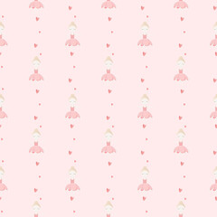 Seamless pattern with ballerina and hearts on pink background for girls © Юлия Викленко