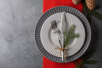 Christmas and New Year table place  setting.
