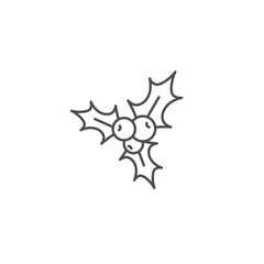 Holly berry black outline flat icon.