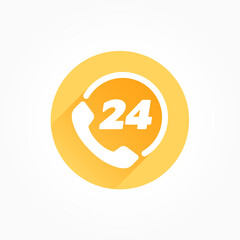 24 Hour Contact Service Long Shadow Color Icon