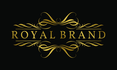 luxurious golden vintage royal crest logo template for wedding organizer, beauty care, spa or boutique