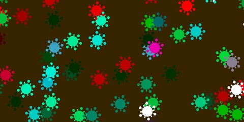 Light green, red vector backdrop with virus symbols.