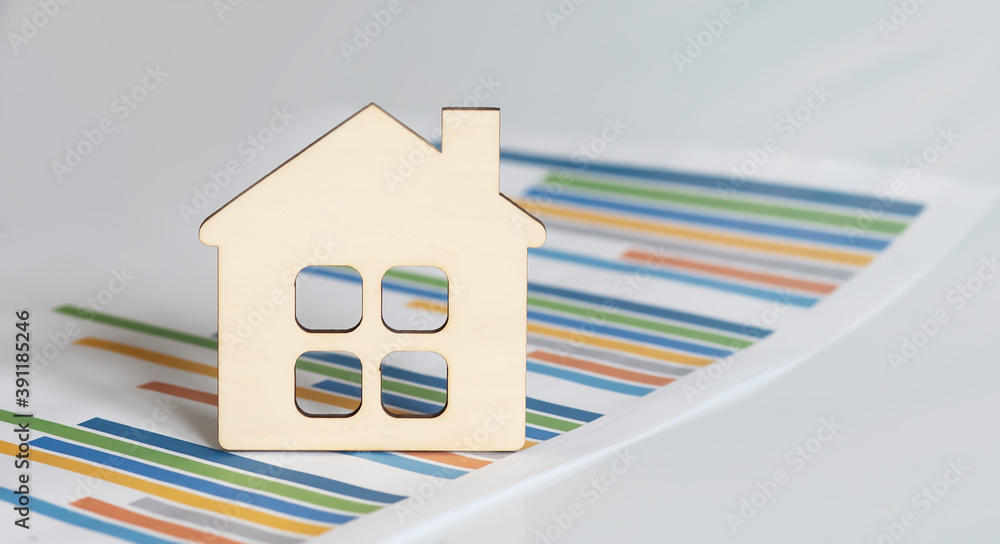 Poster housing market concept image with graph on chart background