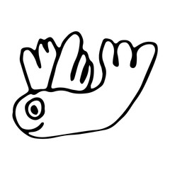 Fototapeta premium Tropic cartoon doodle bird isolated on white background. Vector illustration.