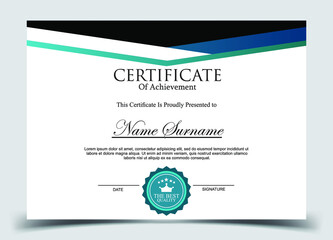 Fototapeta premium Certificate template. Diploma of modern design or gift certificate. Vector illustration.