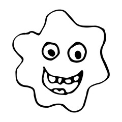 Cute cartoon monsters in doodle childlike style. Character icon. Vector illustration.