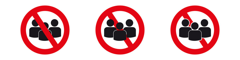 Ban Of Groups, Forbidden Sign - Vector Illustration Isolated On White Background