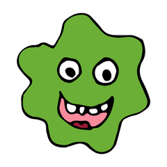Cute cartoon monsters in doodle childlike style. Character icon. Vector illustration.