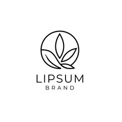 Leaf Logo Template with minimalist monogram style