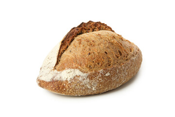 Fresh baked dark bread isolated on white background