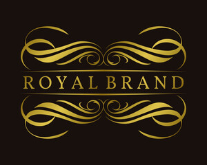luxurious golden vintage royal crest logo template for wedding organizer, beauty care, spa or boutique
