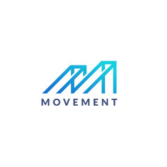 Letter M Abstract Logo With Geometric Line