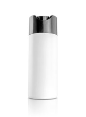 white plastic shampoo bottle for toiletry or sanitation product design mock-up