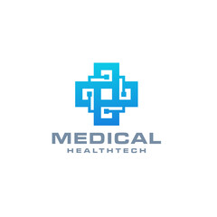 Fototapeta premium Medical tech logo design concept with cross icon