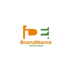 Simple Rectangle DE Logo Design Vector