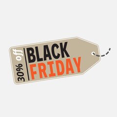 Obraz premium Price tag of black friday with 30% off. Sale poster of black friday for social media