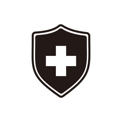 Fototapeta premium Immune system icon. Medical cross in the shield