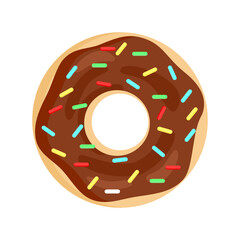 Sweet donut chocolate isolate on white background.