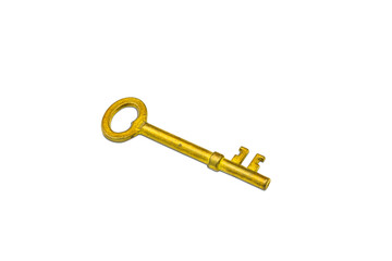 Gold color key metallic isolated on white background