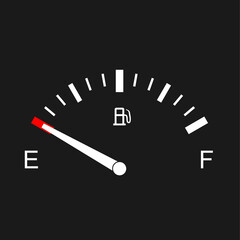 Empty Fuel tank indicator. Empty fuel meter, Vector