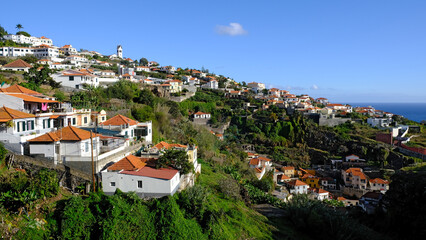 Fototapeta premium Hillside houses near Cancela, Funchal, Madeira Island, Portugal