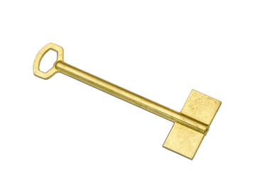 Gold color key metallic isolated on white background