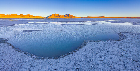 Salt flat Salar de Huasco with lake on the Altiplano of north Chile © Chris
