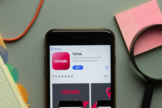 New York, USA - 26 October 2020: TikTak mobile app logo on phone screen close up, Illustrative Editorial