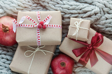 Eco-friendly gift boxes Christmas and New Year decor